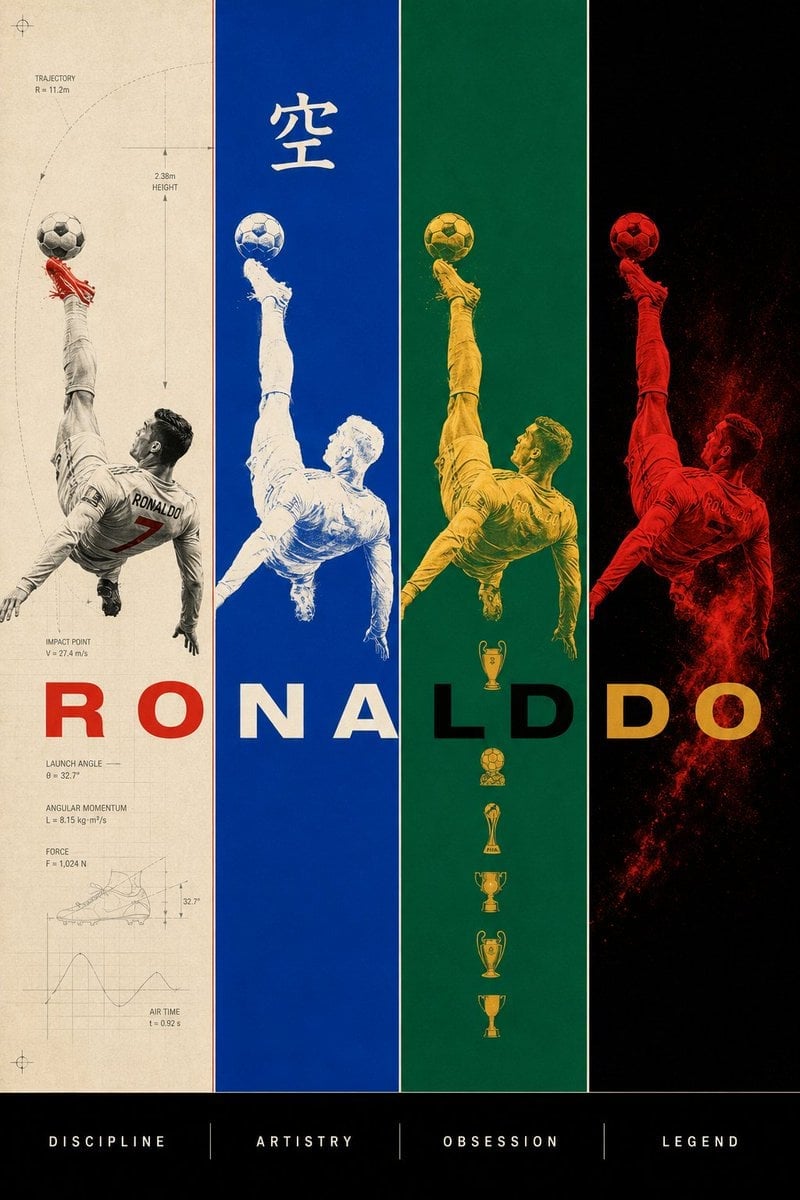 Cristiano Ronaldo Warhol Style Sports Poster — AI image template example