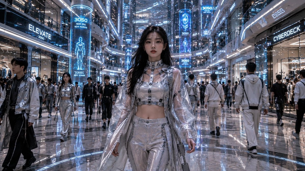 Futuristic Mall Fashion in 3050