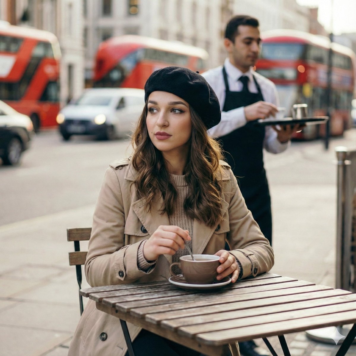 Candid London Cafe Morning Portrait (JSON)