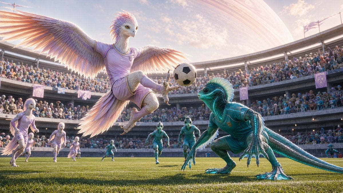 Intergalactic Football Sports Photography — AI image template example
