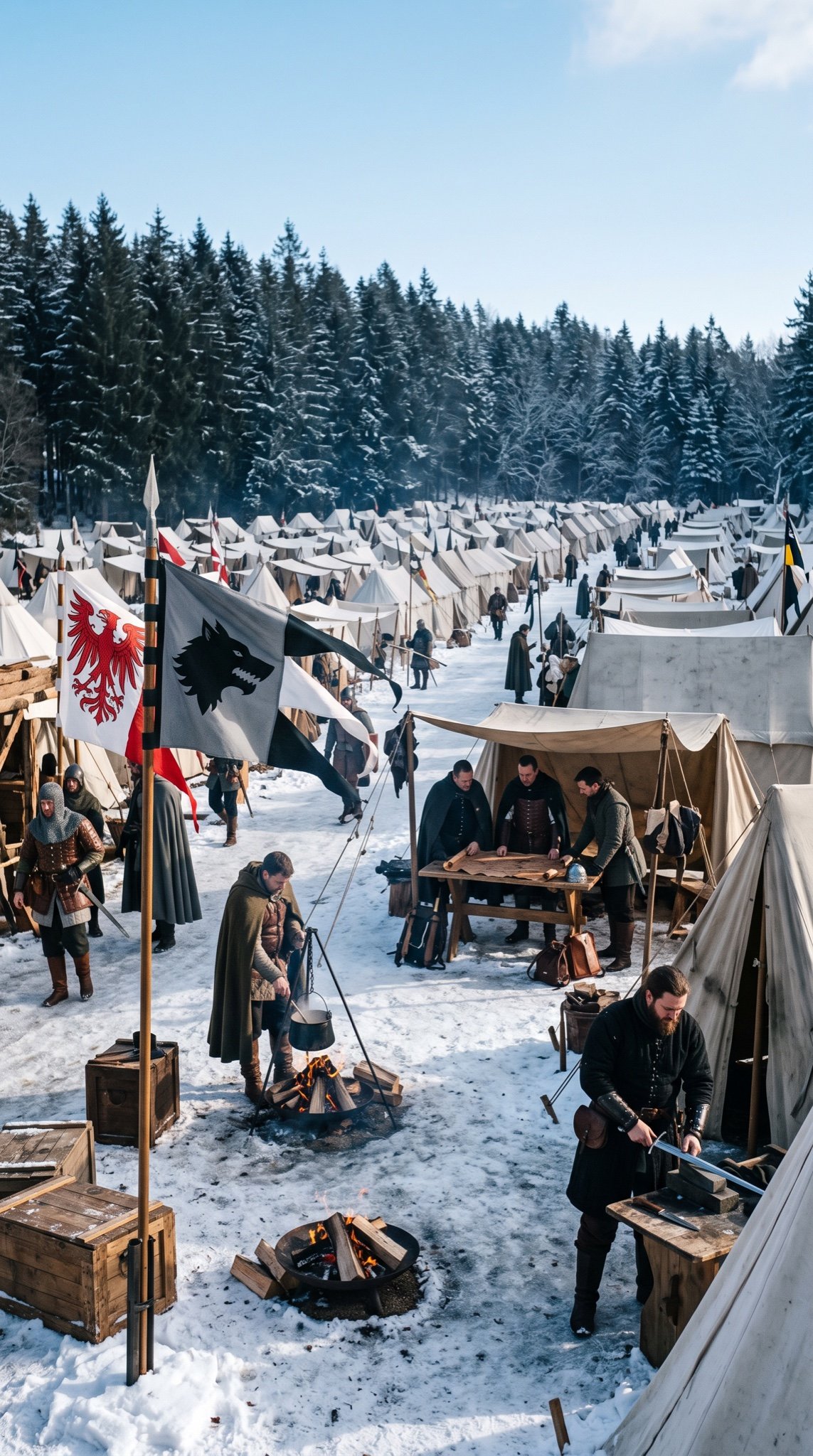 Medieval Fantasy Army Camp Scene