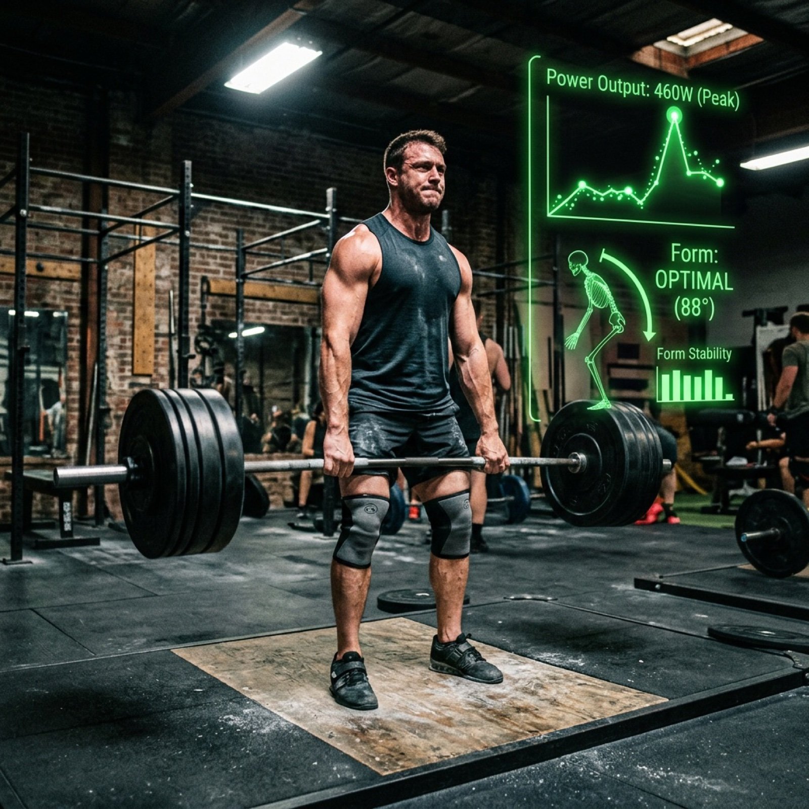 Text-to-Video Prompt: Deadlift with Animated HUD Overlays