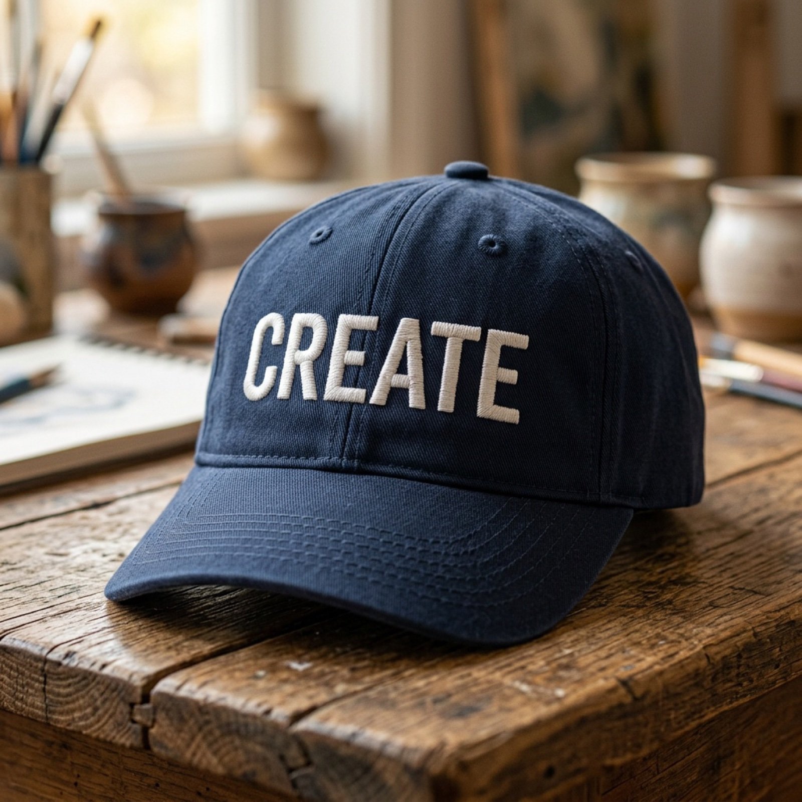 Add baseball hat with embroidered text