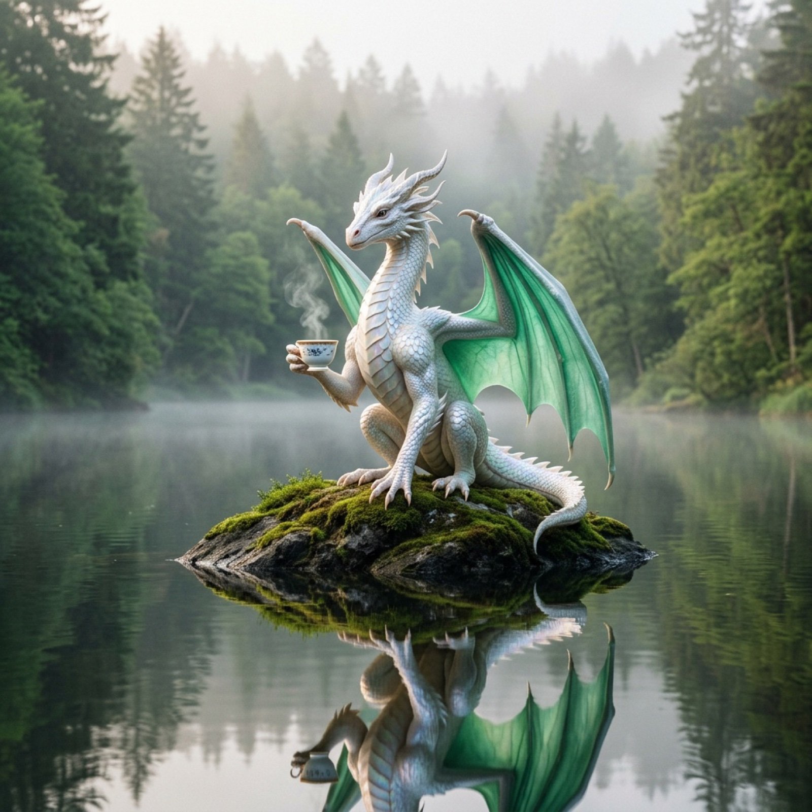 Majestic Dragon with Teacup (Nano Banana Pro Image Prompt)