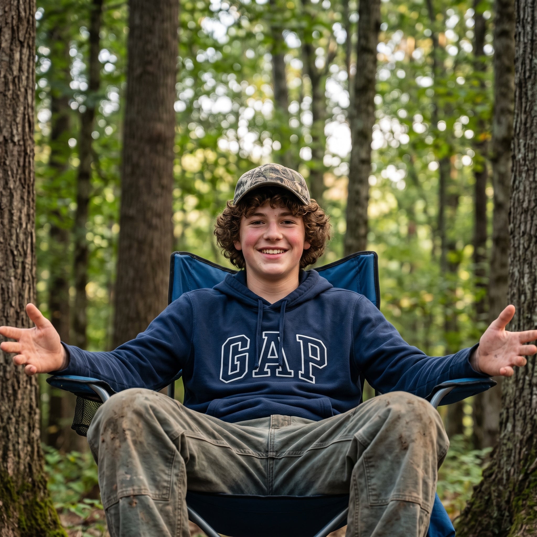 Candid Teenage Boy Camping Photo Prompt