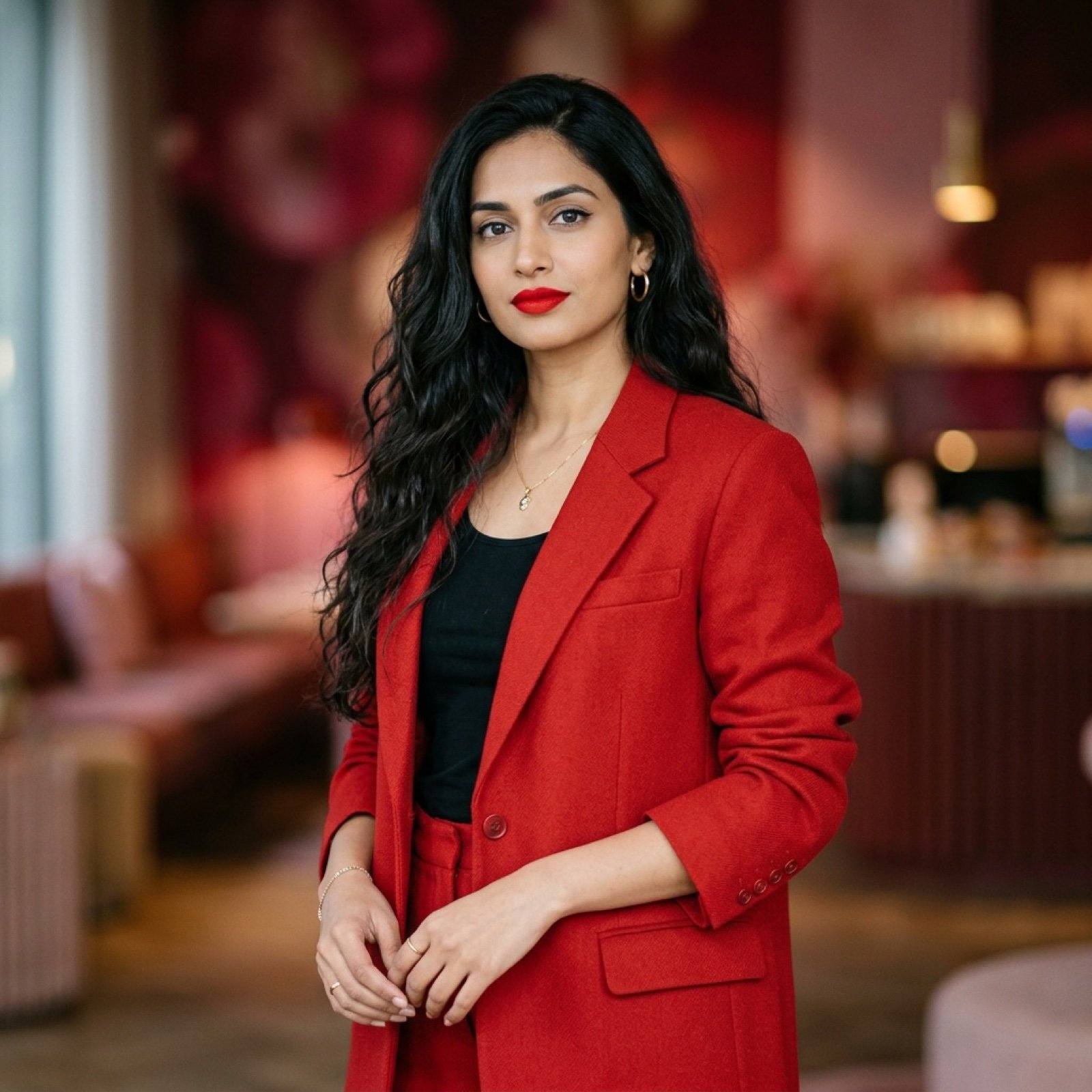 Indian Woman in Red Suit Portrait