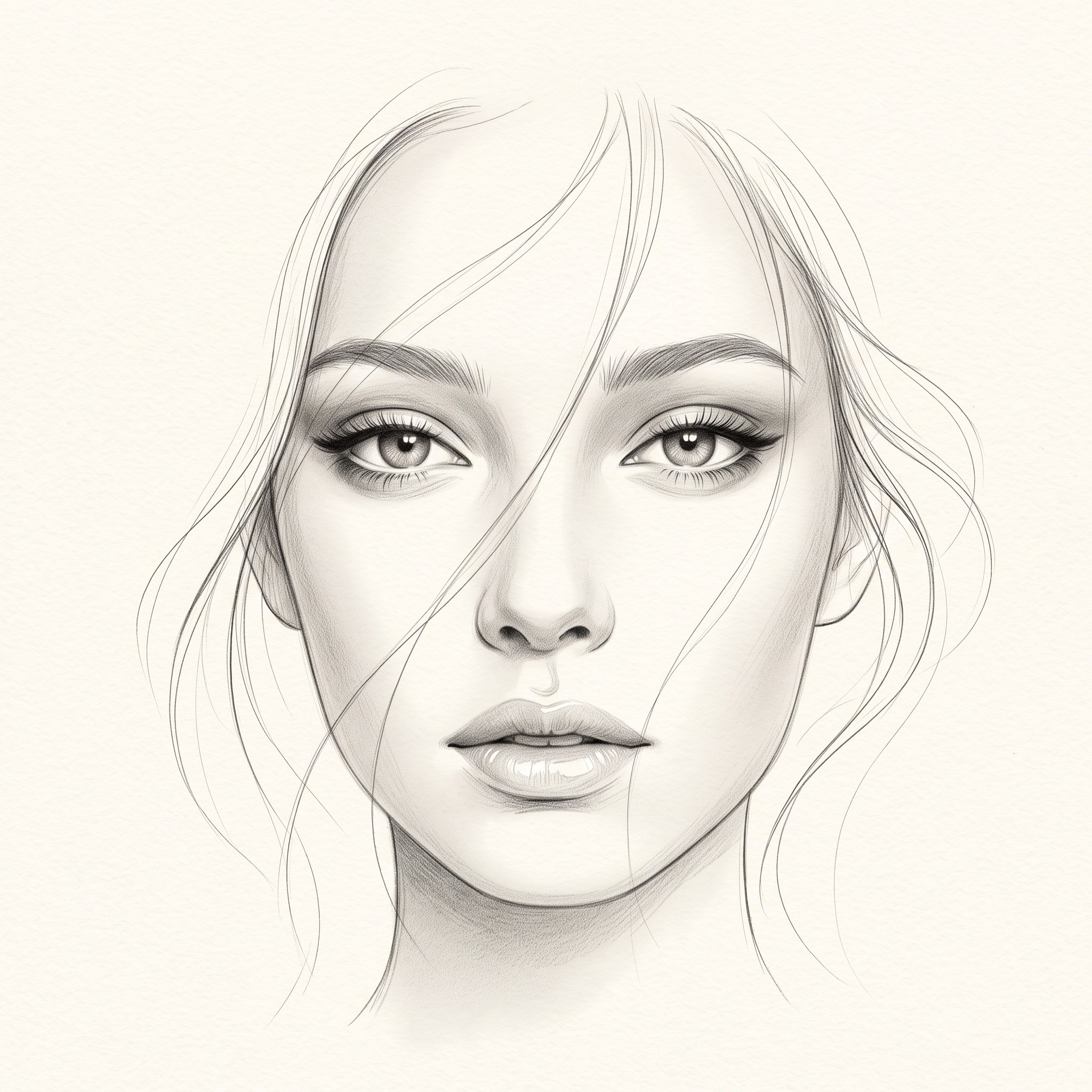 Minimalist Pencil Sketch Portrait