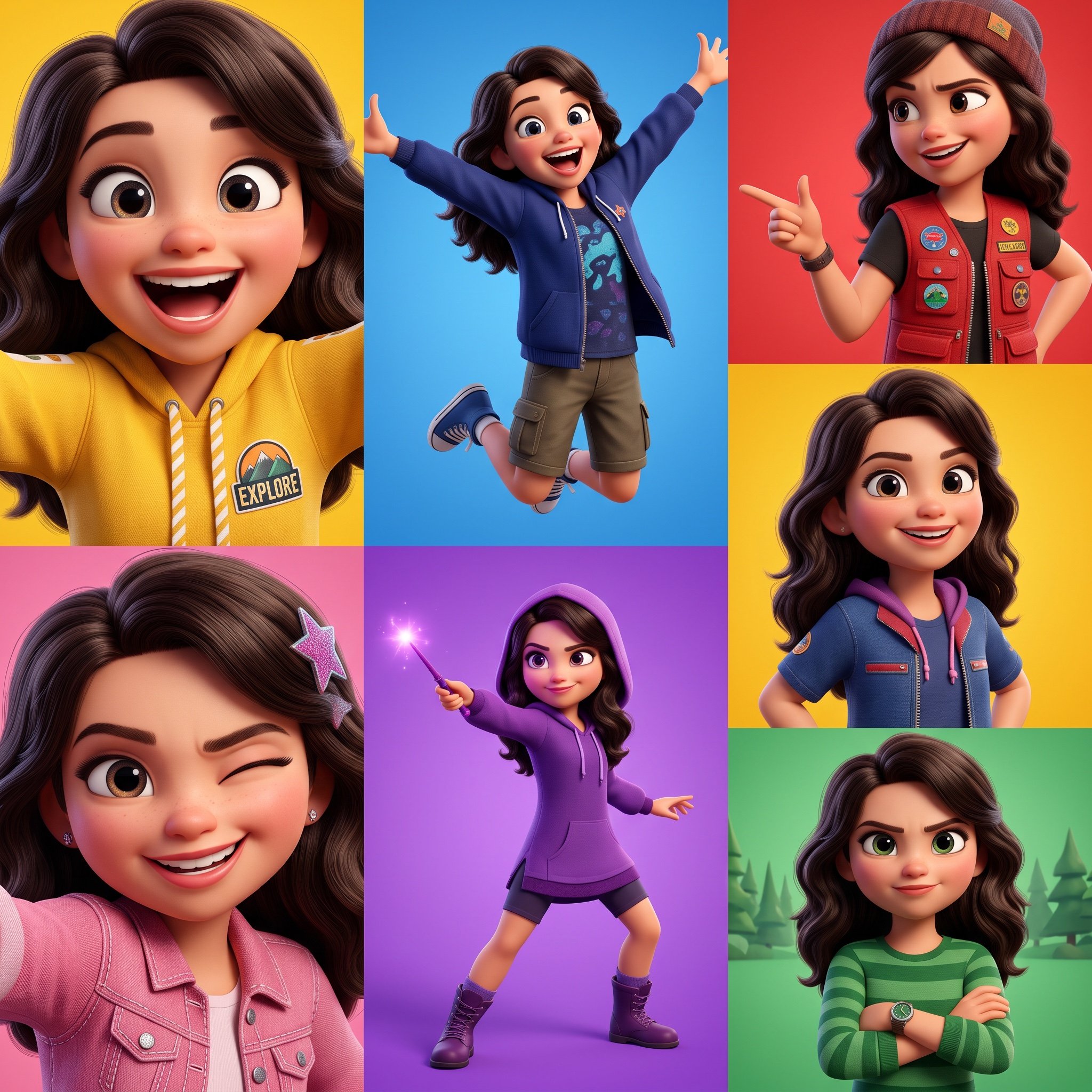 3D Pixar-Style Animated Character Grid Prompt