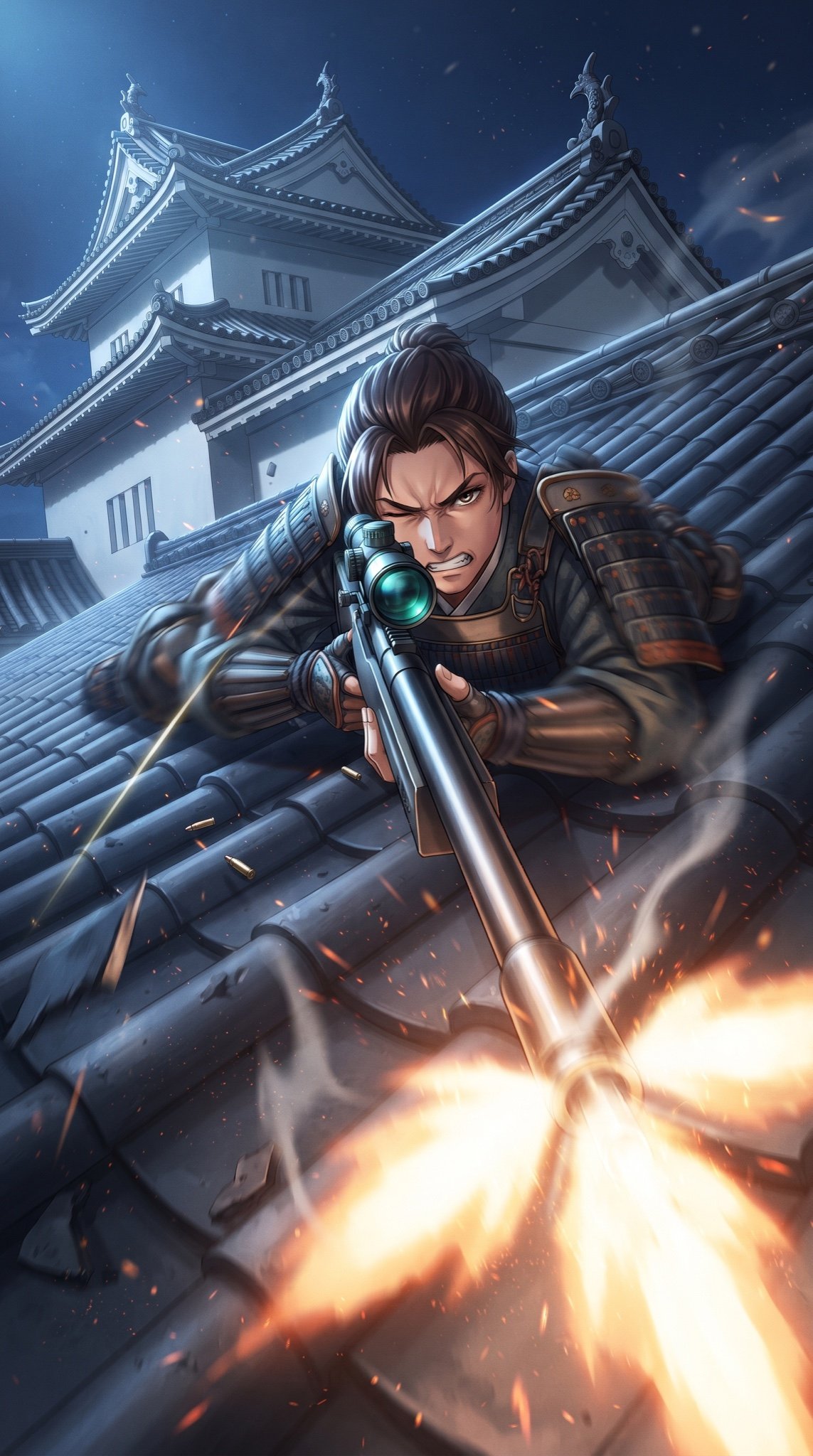 Samurai Sniper Dynamic Battle Scene Prompt