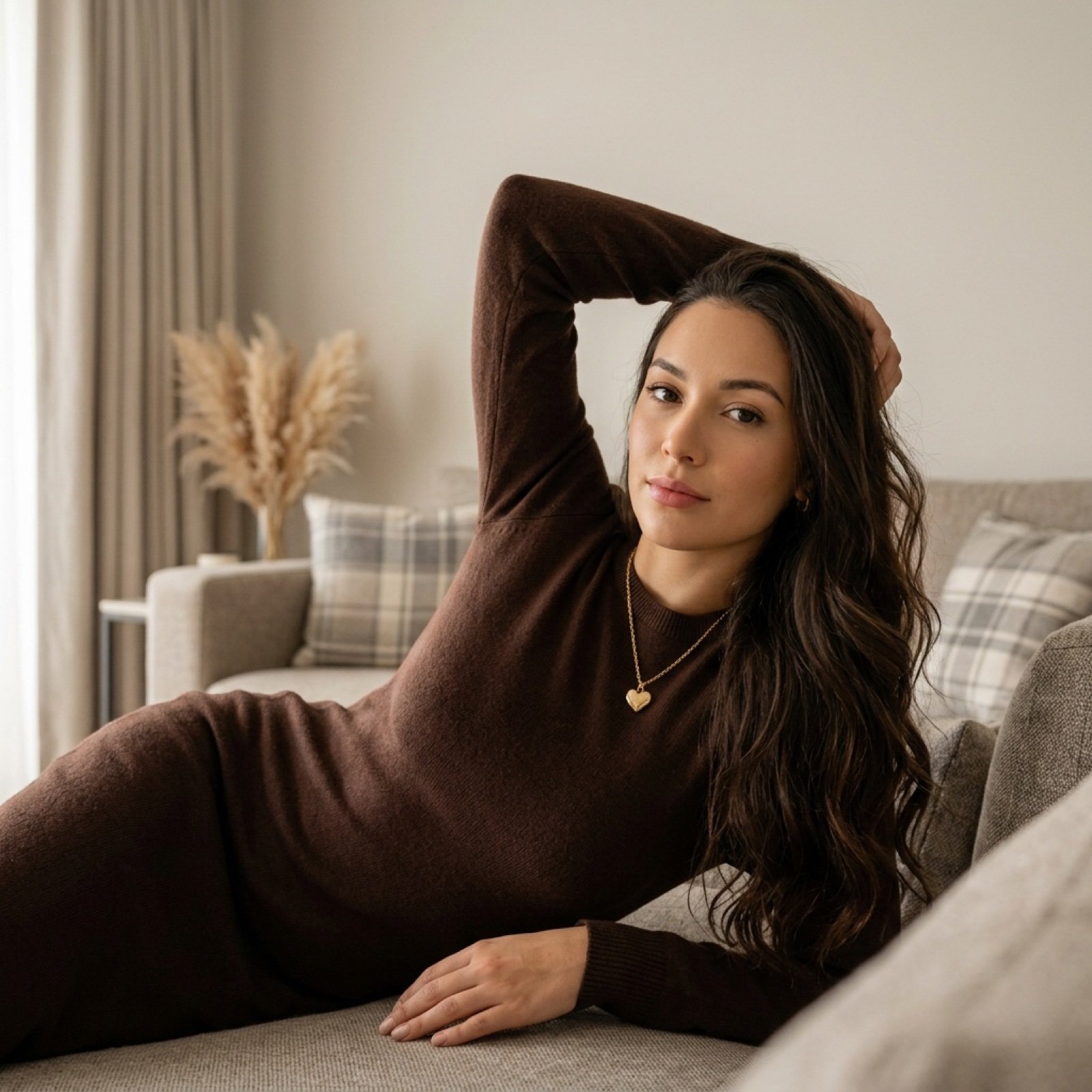Cozy Lifestyle Editorial Portrait on Sofa