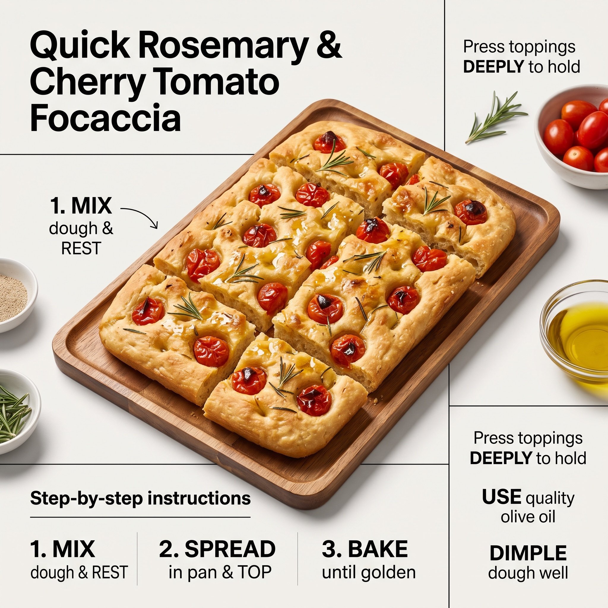 Ultra-Clean Modern Recipe Infographic for Focaccia