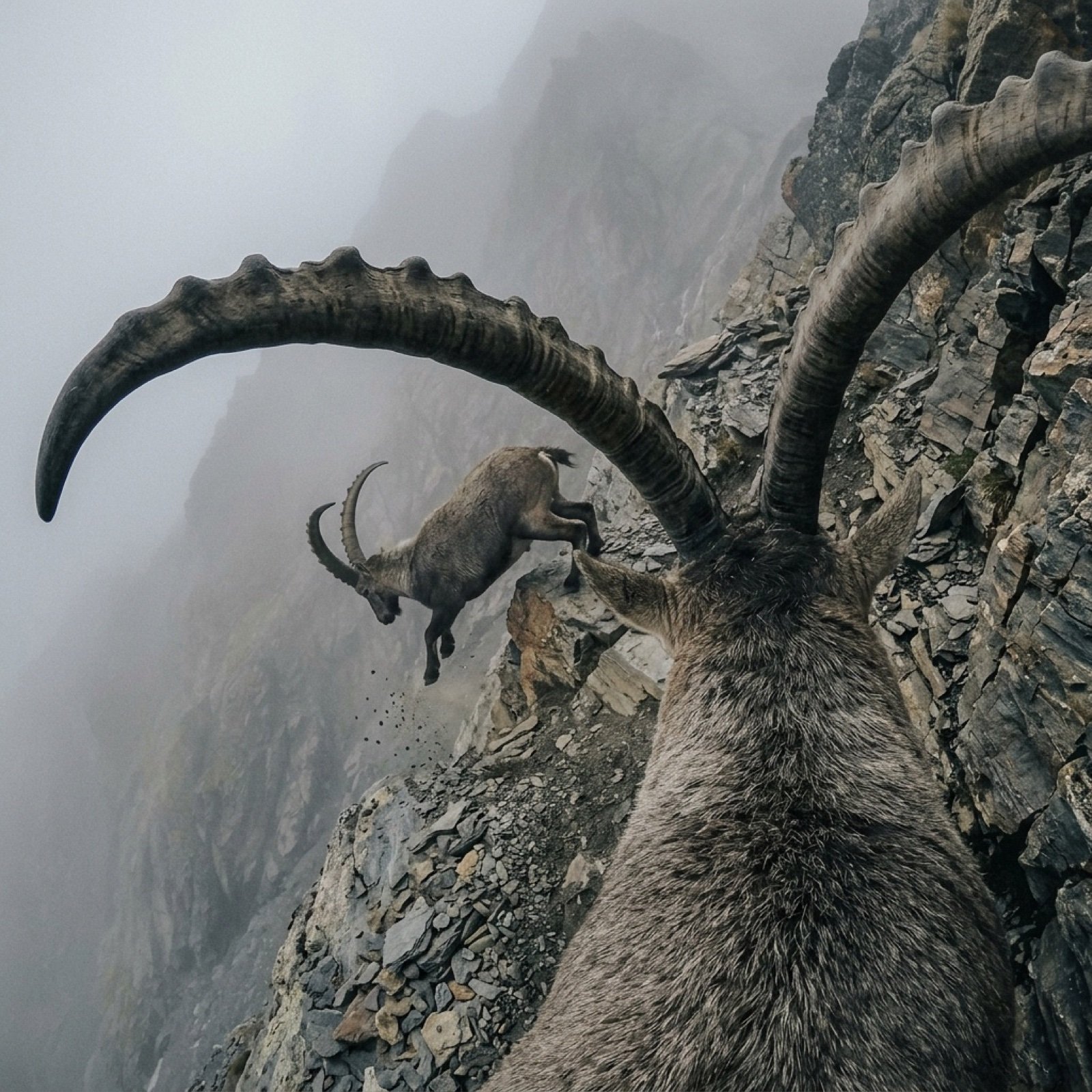Cinematic POV Video Prompt: Mountain Goat on Steep Cliff