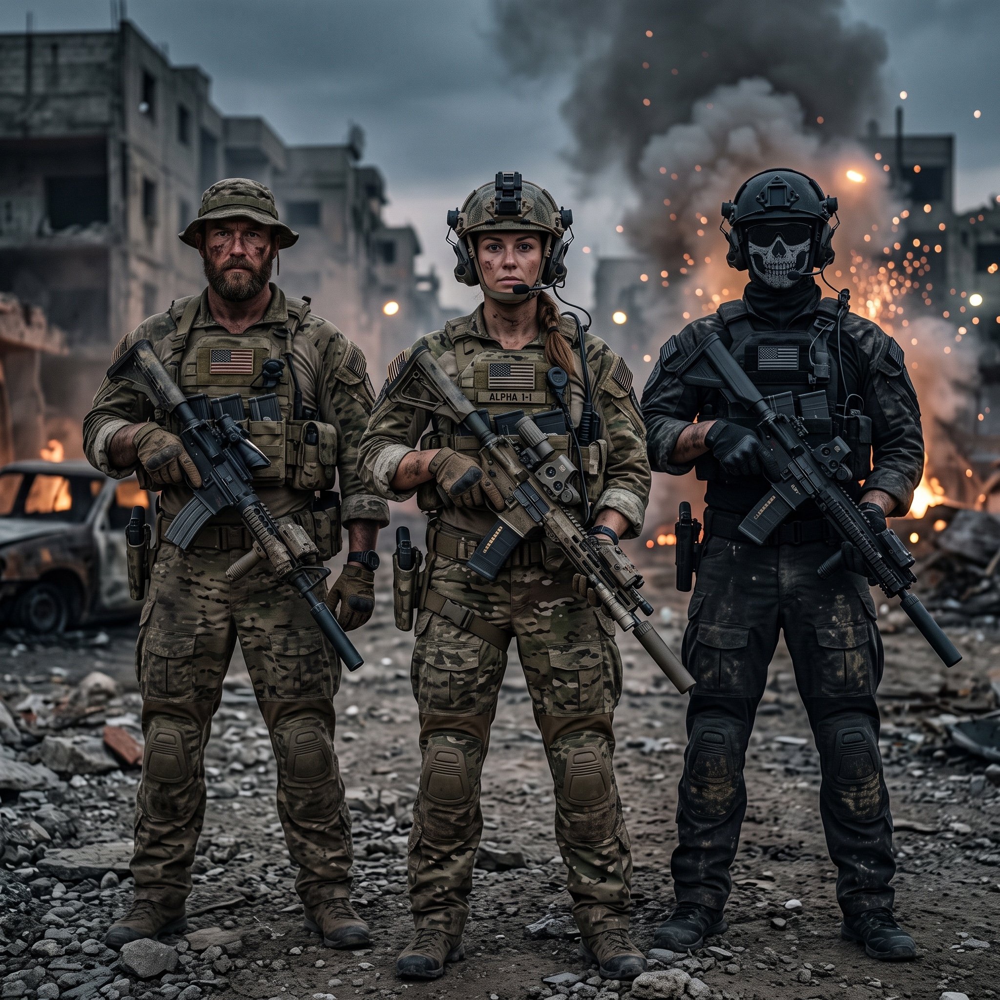 Hyper-Realistic Military Squad Portrait
