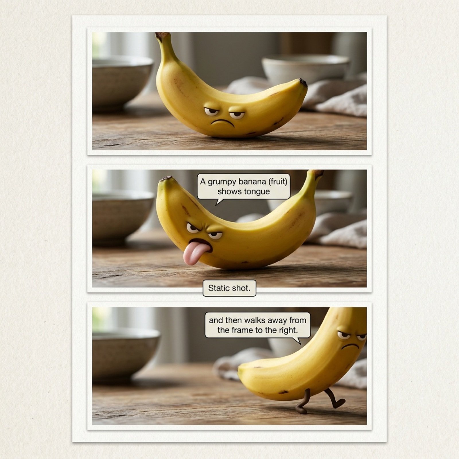Funny Video Prompt: Grumpy Banana
