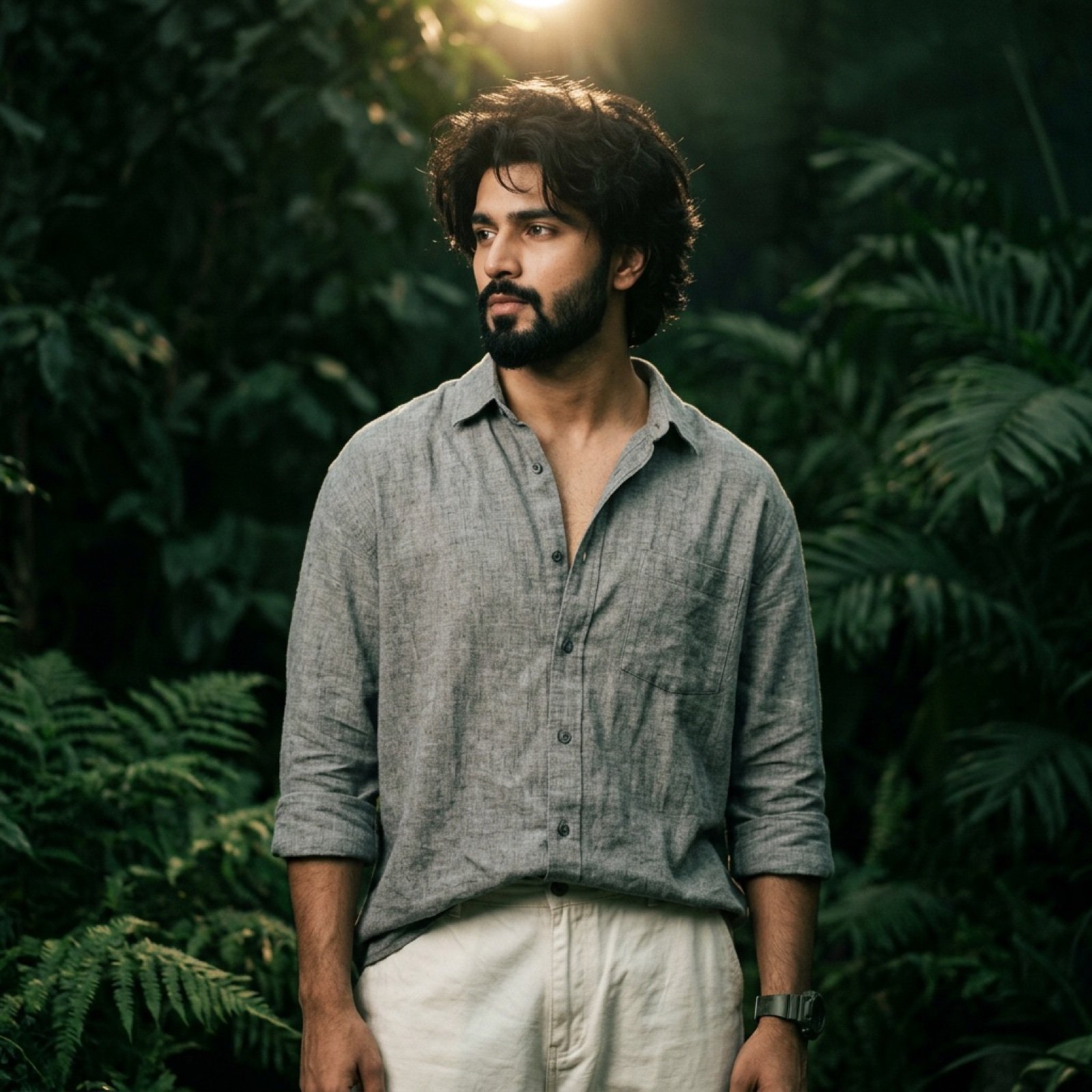 Dark Green Cinematic Male Portrait with Identity Lock
