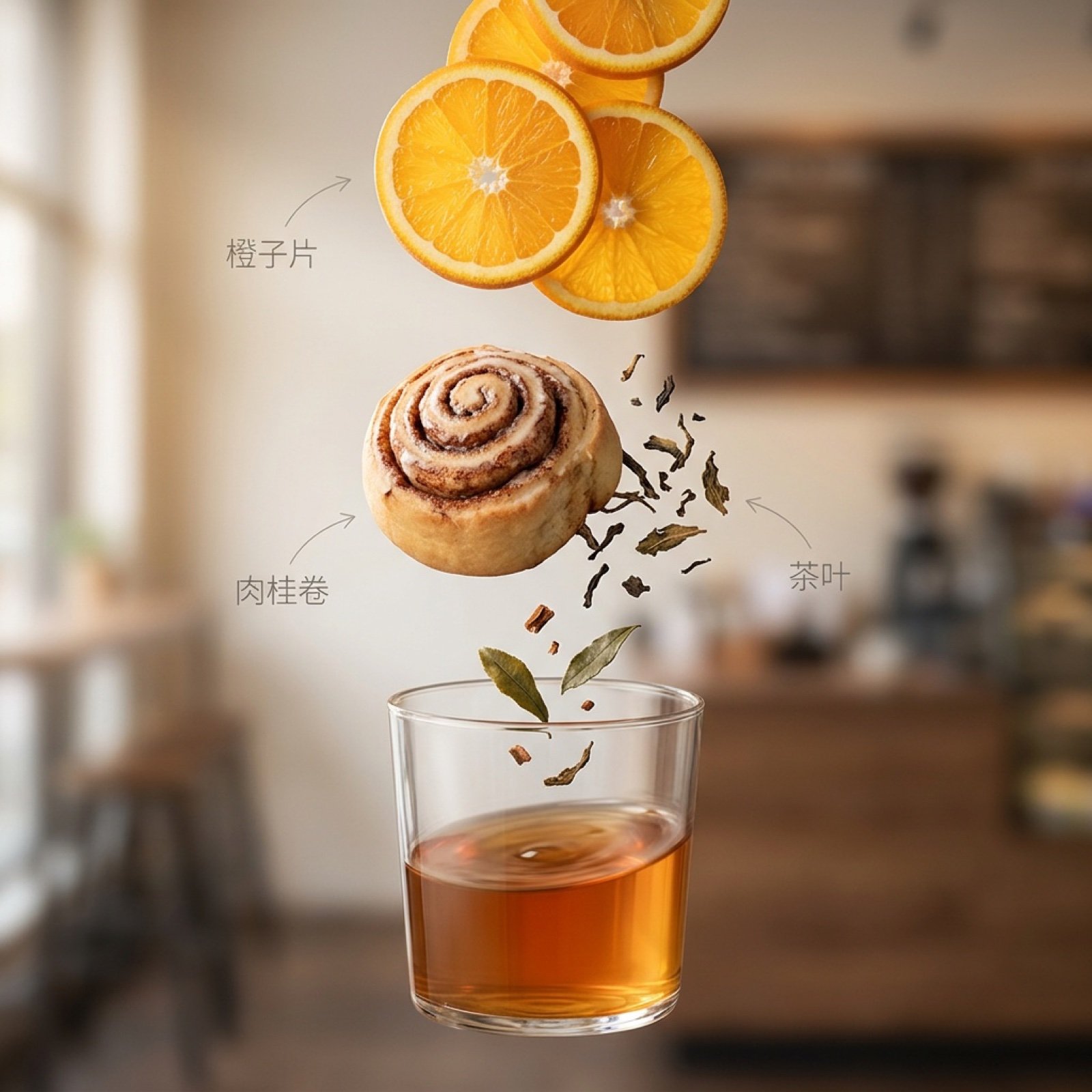 Exploded Ingredient Diagram and Motion Video Prompt for Drinks