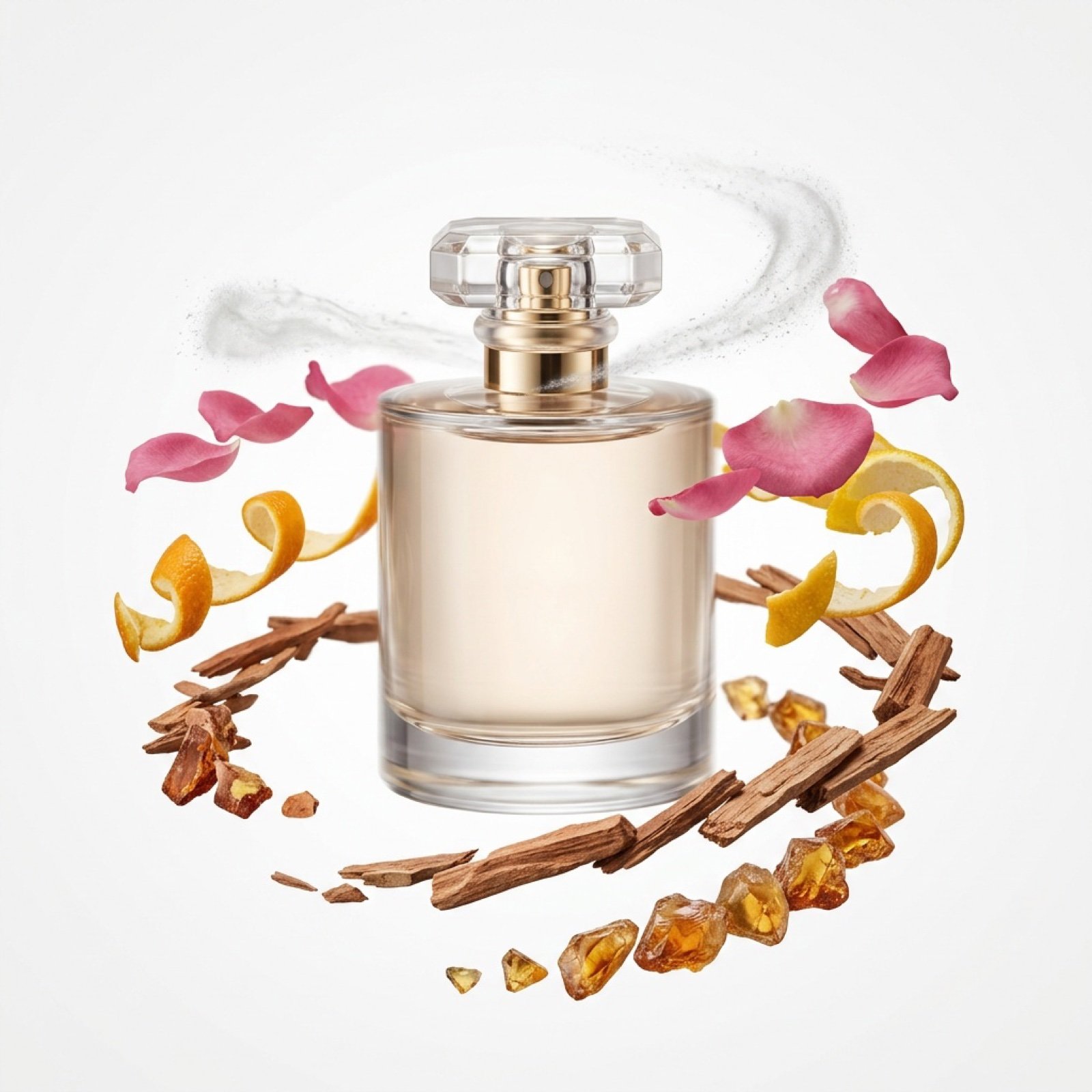 Luxury Perfume Bottle and Exploded Composition Prompts