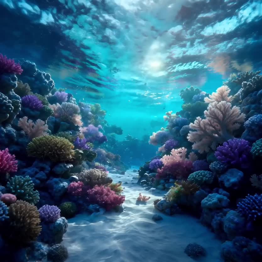Deep-Sea Coral Reef Jellyfish Scene