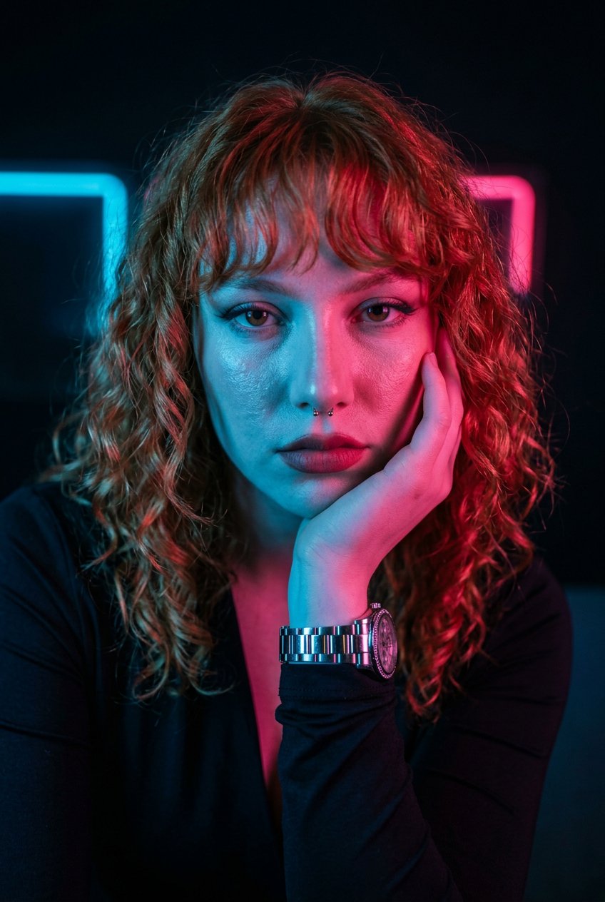 Neon Noir Dual Tone Portrait