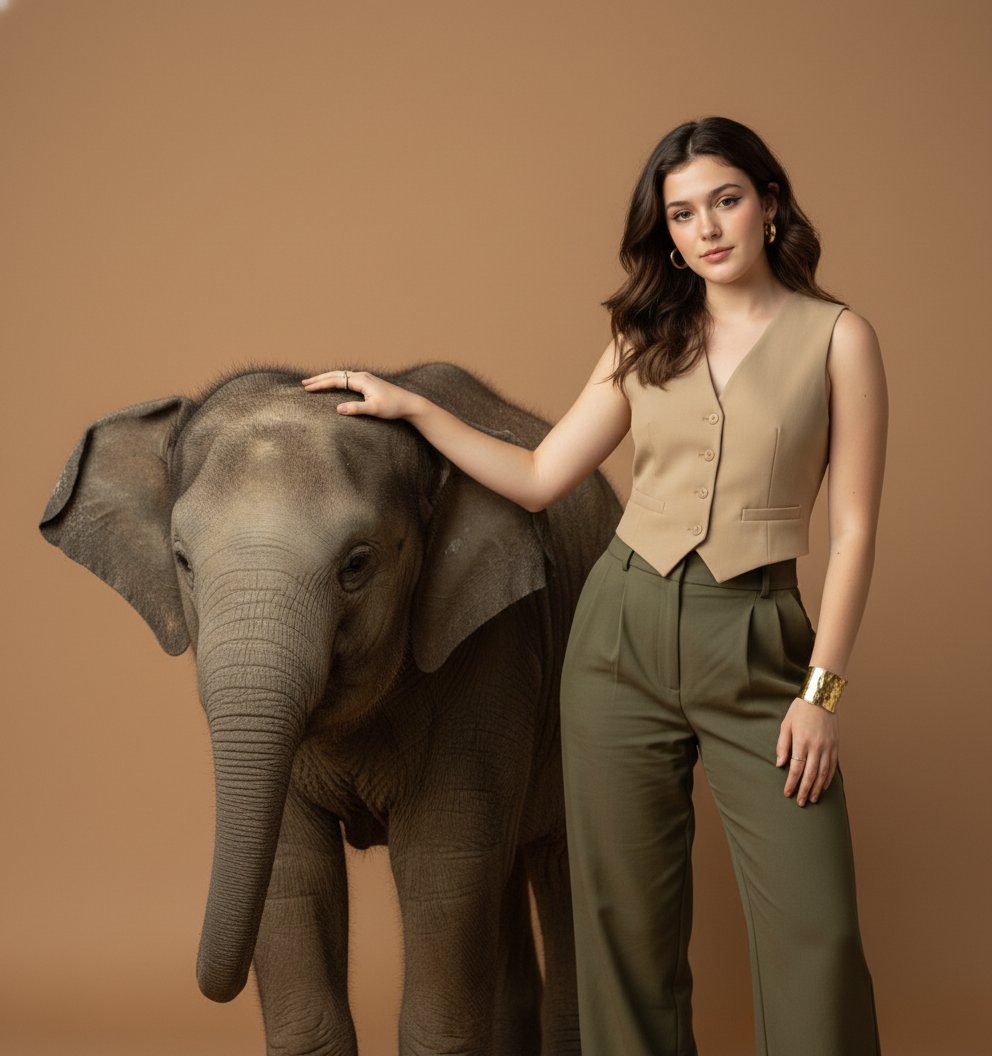 Pose with Elephant Studio Portrait