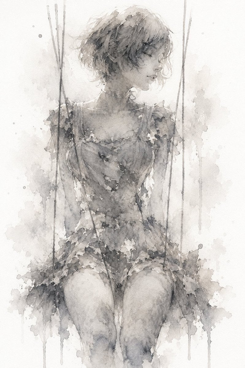 Melancholic Marionette Watercolor