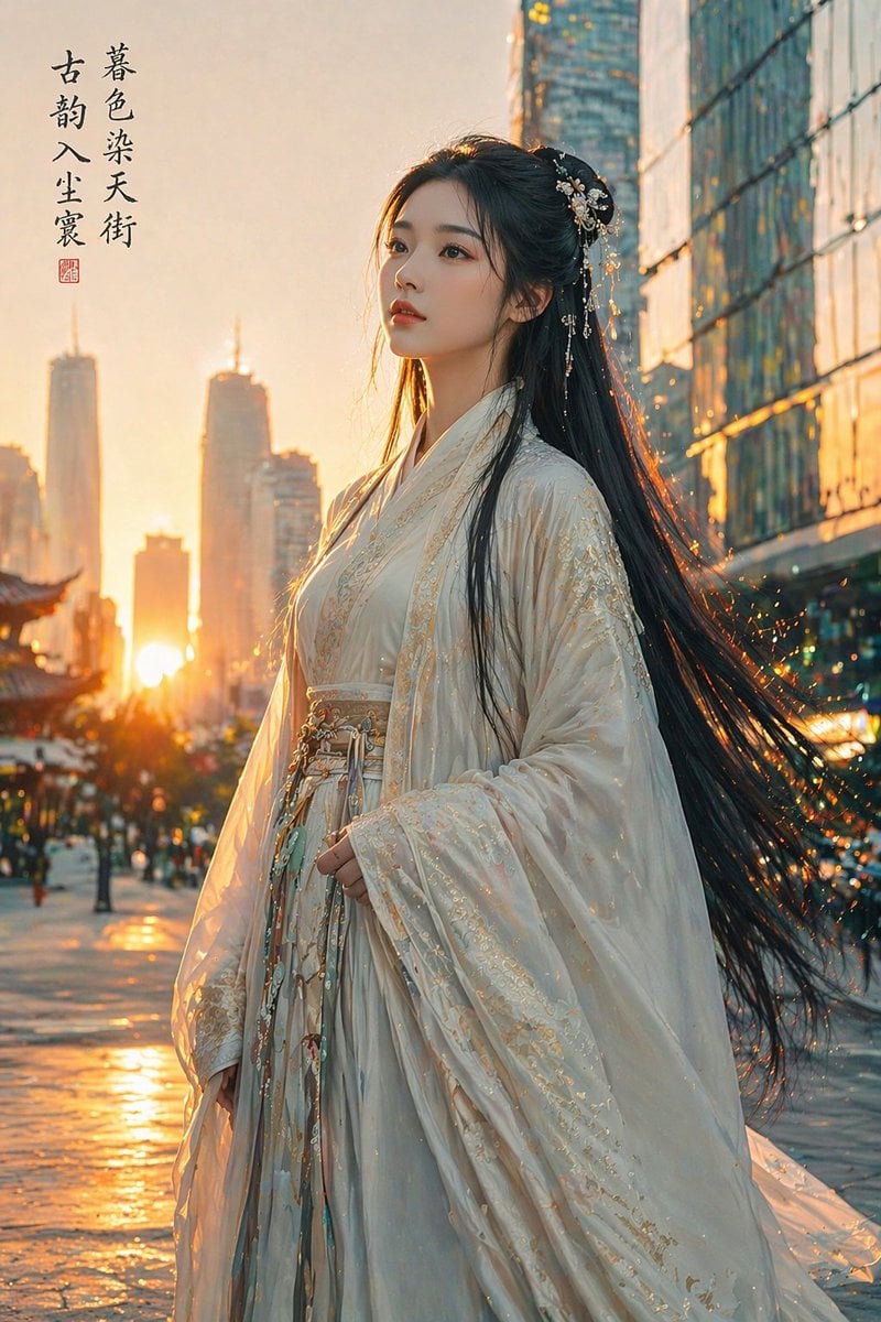 Classical Beauty in Modern Urban Sunset