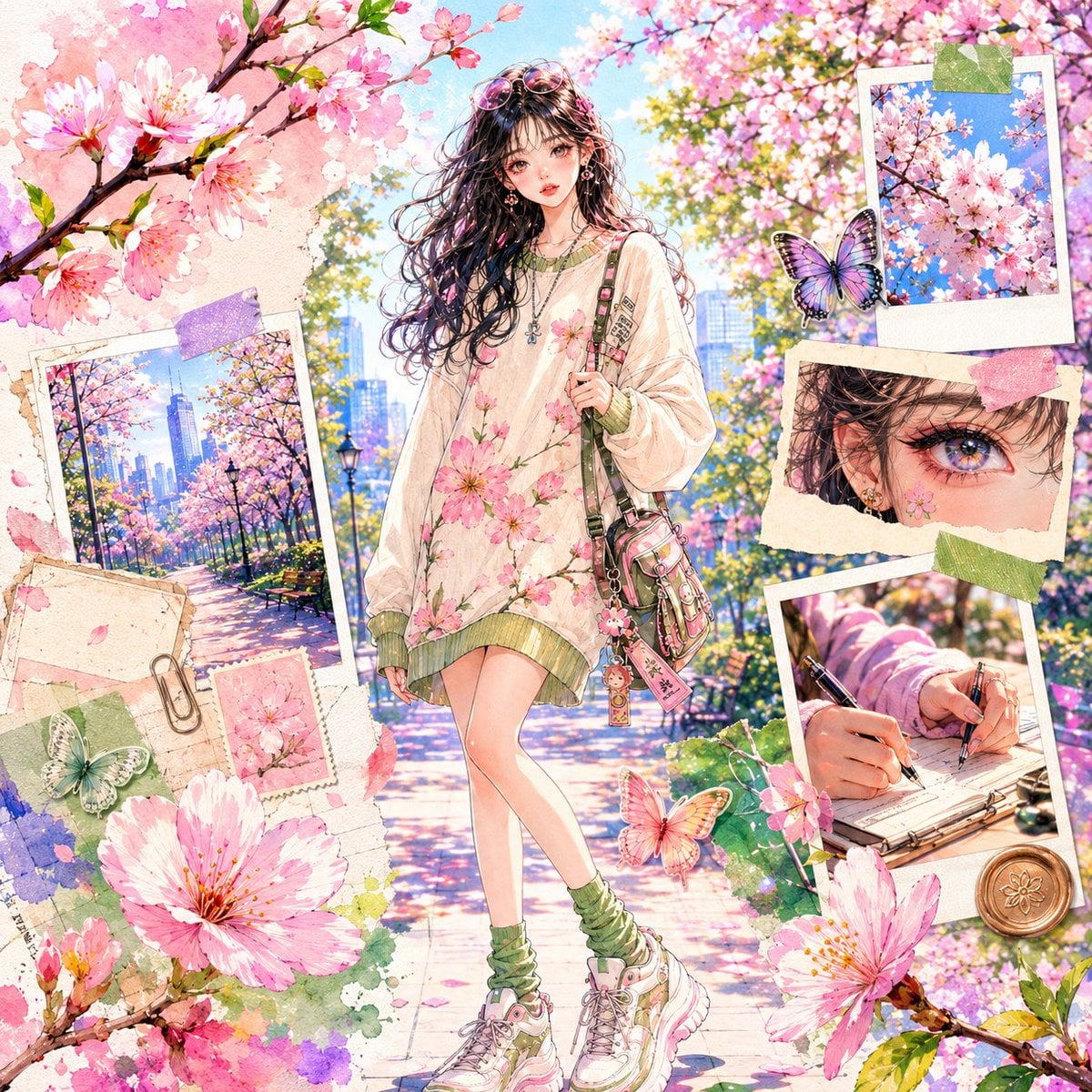 Watercolor Anime Fashion Collage