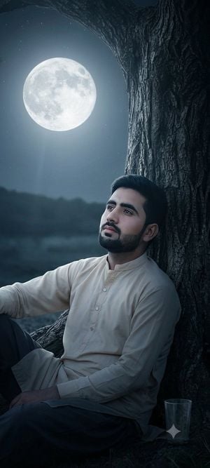 Moonlit Ancient Tree Trunk Portrait