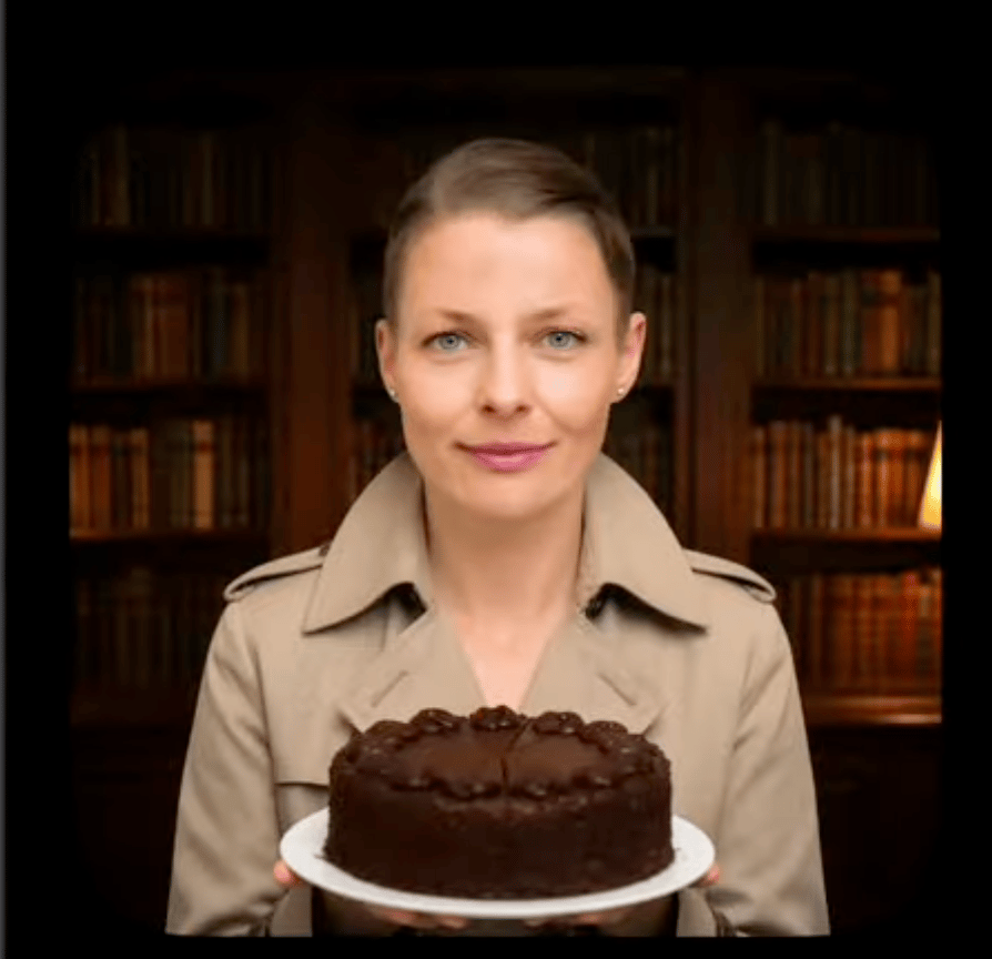 Faceless Man Holding Chocolate Cake