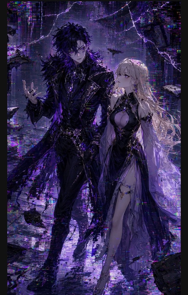 Gothic Cyberpunk Duo in Ruined City