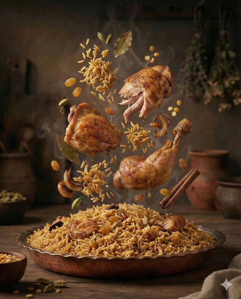 Cinematic Exploded-View Middle Eastern Food Scene