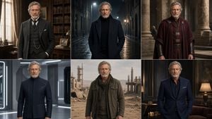 Six-Panel Cinematic Character Variations
