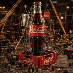 Coca-Cola Bottle Construction Macro Scene