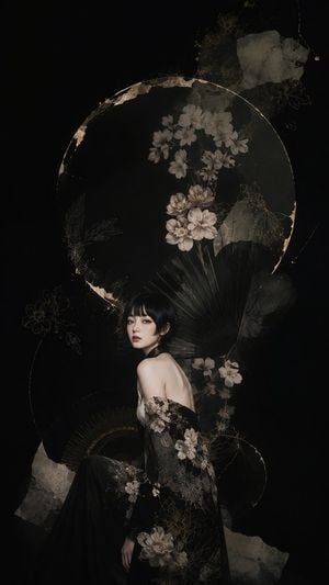 Dark Floral Kimono Portrait
