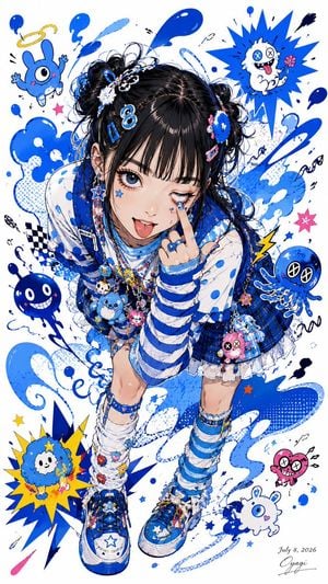 Blue Decora Anime Girl Poster