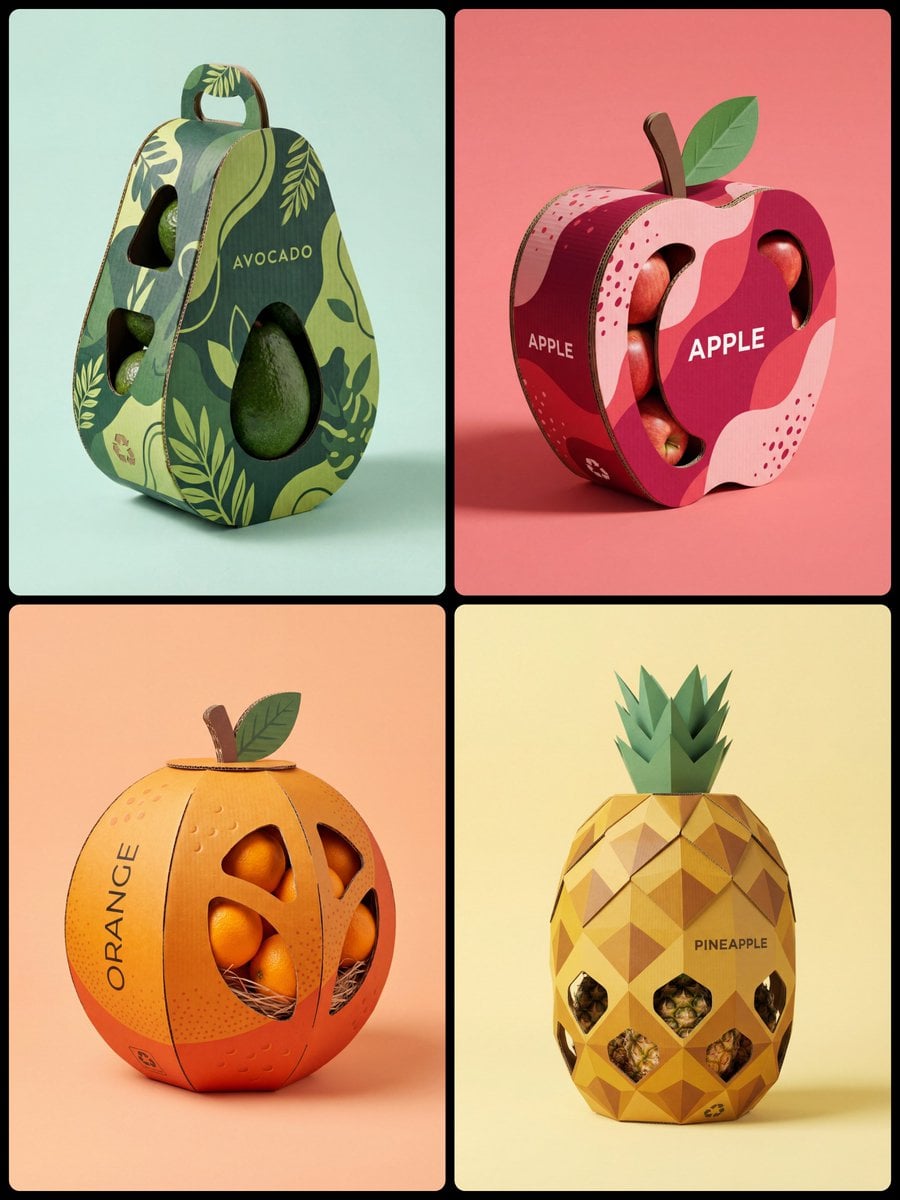 Corrugated Cardboard Fruit Packaging Concept Prompt