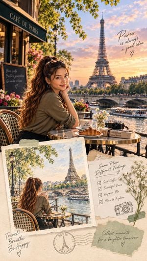 Paris Café Travel Scrapbook Collage