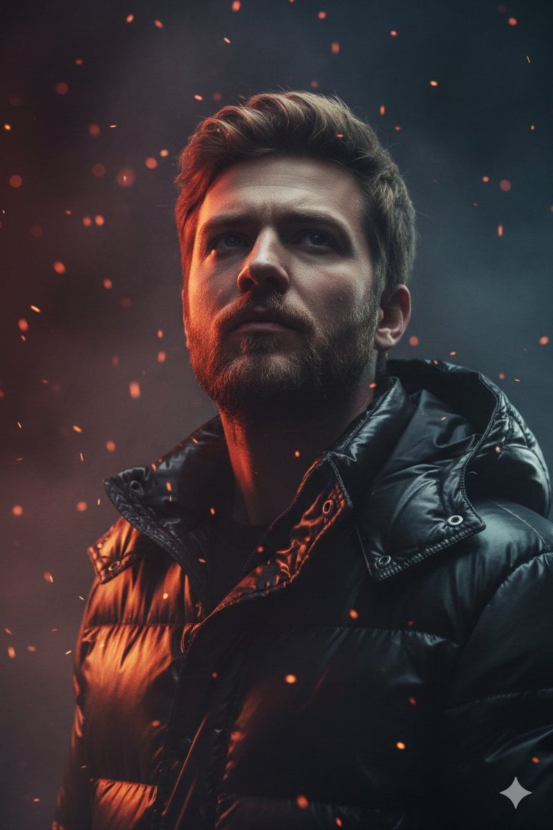 Dramatic Cinematic Portrait of a Rugged Young Man