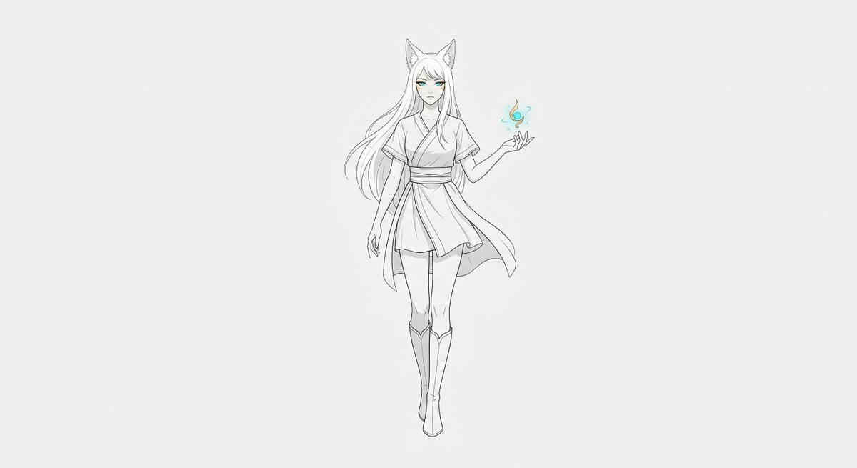 Minimal Fox Spirit Character Sketch