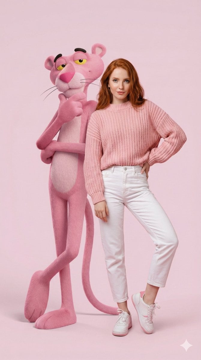 Hyper-Realistic Portrait with Giant Pink Panther