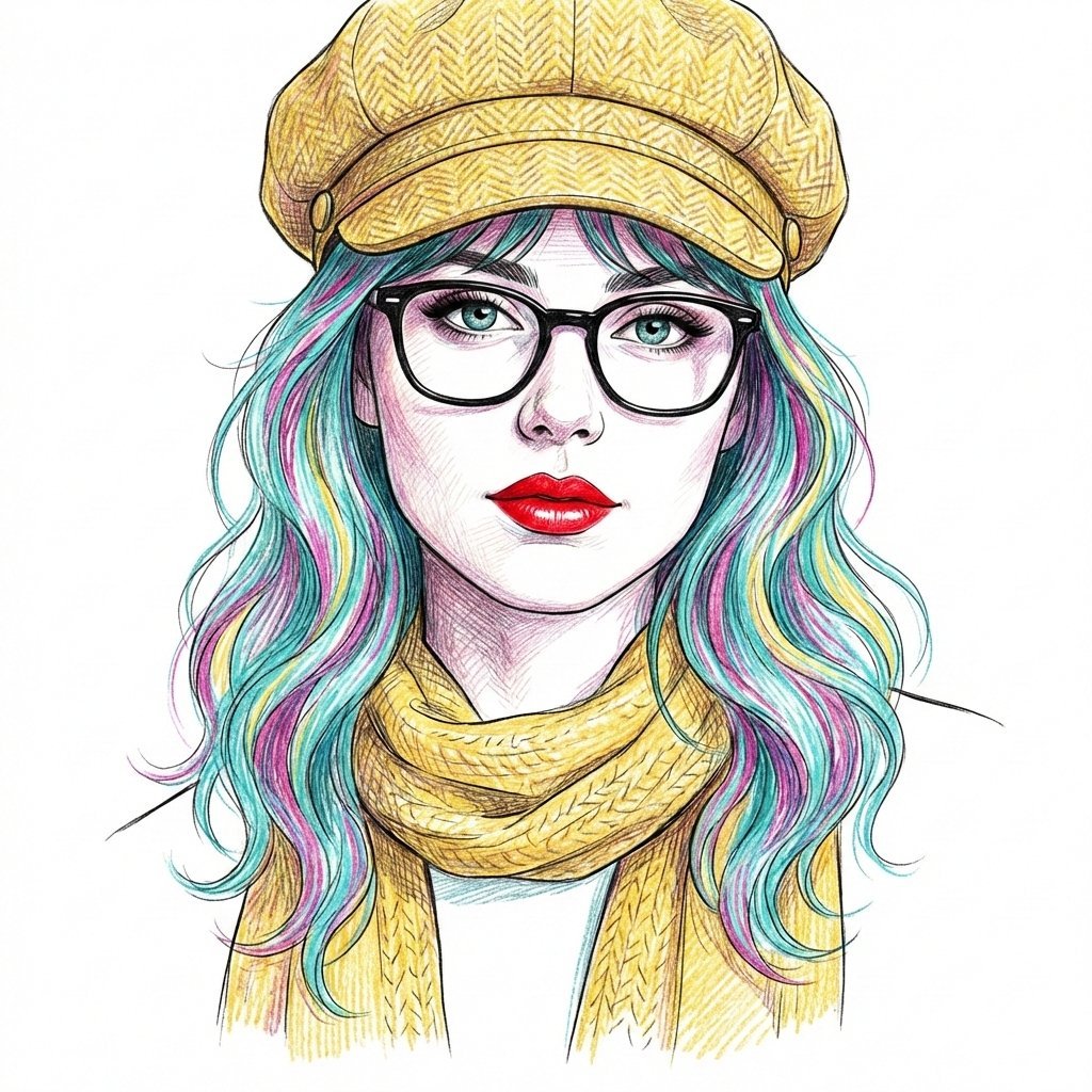 Digital Line Art Portrait Illustration