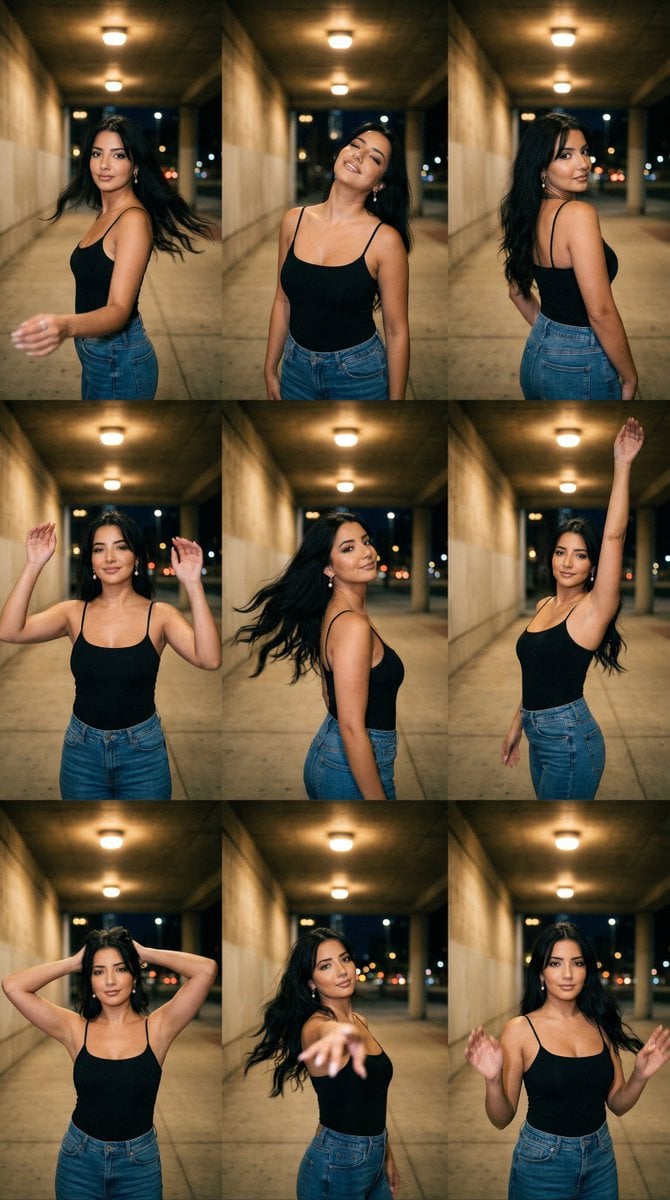 Urban Underpass Motion Portrait Series 3x3 Grid