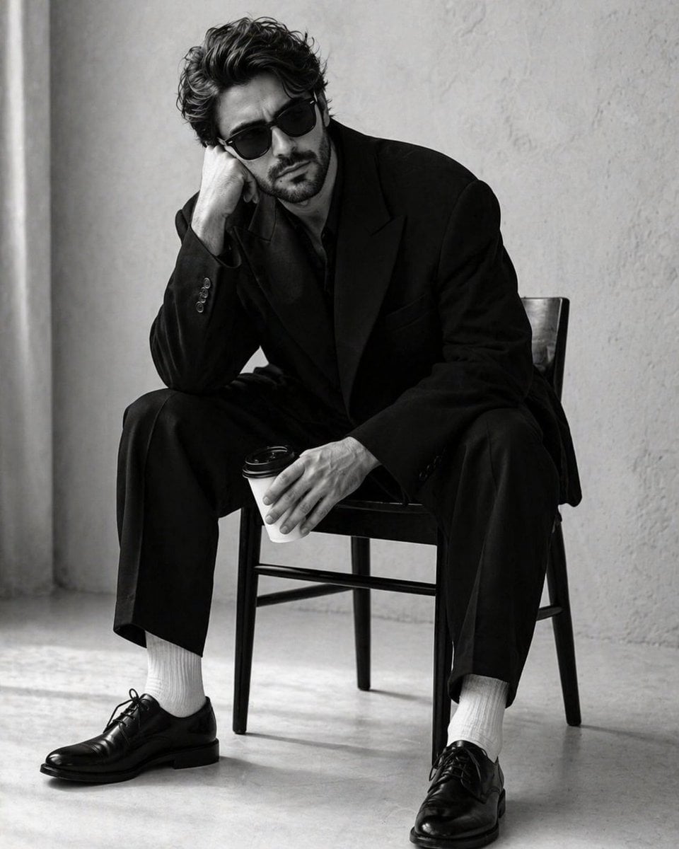 High-Contrast Monochrome Studio Portrait