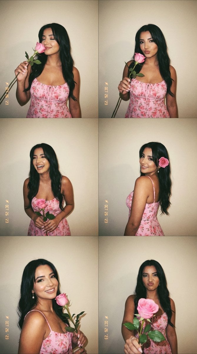Panel Photobooth Grid with Pink Dress and Rose