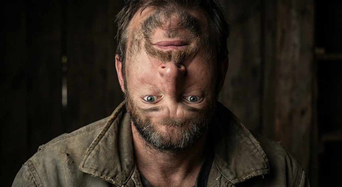 Surreal upside-down face portrait
