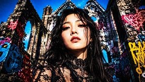 Censored Goth Portrait in Graffiti Ruins