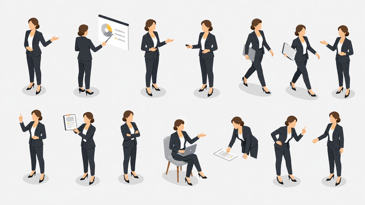Isometric Business Presenter Pose Set