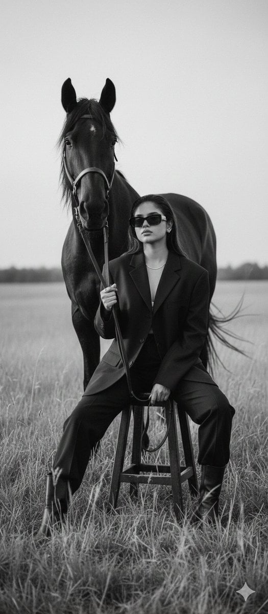 Cinematic Black-and-White Editorial Fashion Prompt