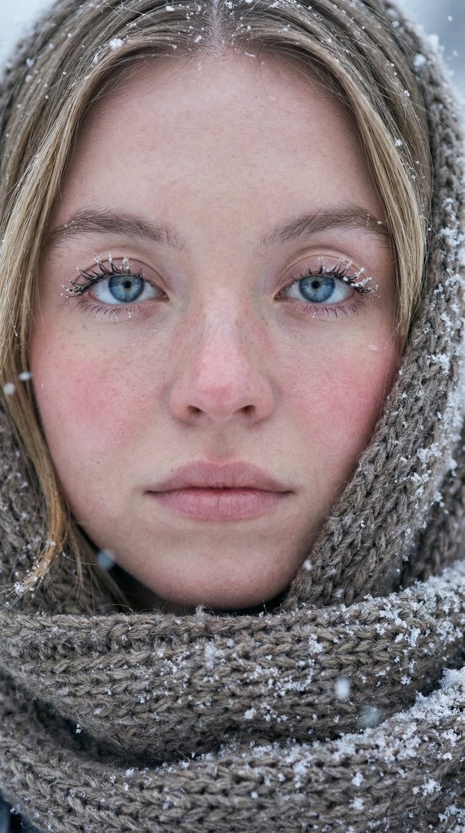 Ultra-Photorealistic Winter Portrait Macro Focus