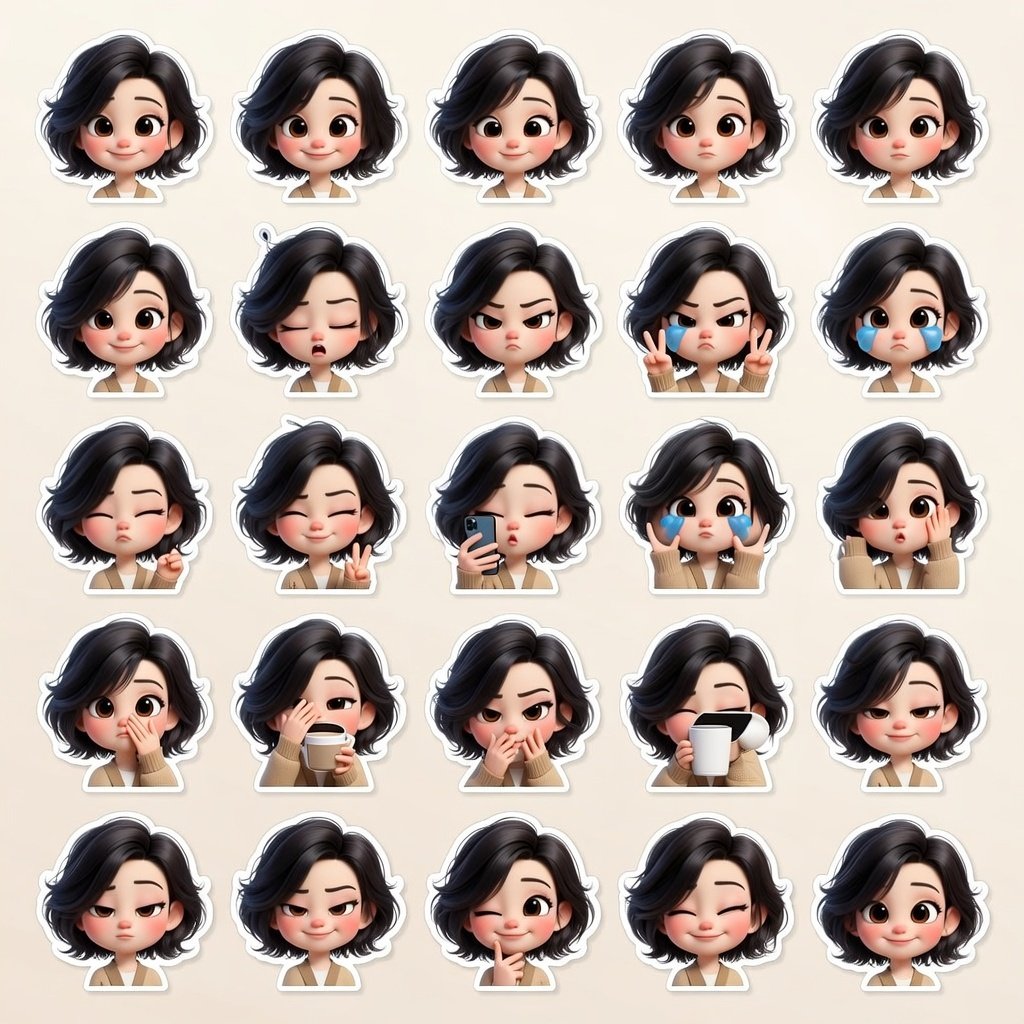 3D Pixar-Style Sticker Pack Generation from Reference Image